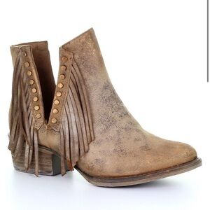 Circle G Womens Ld Brown Studs & Fringe Bootie Metallic Booties Size 6.5 Medium